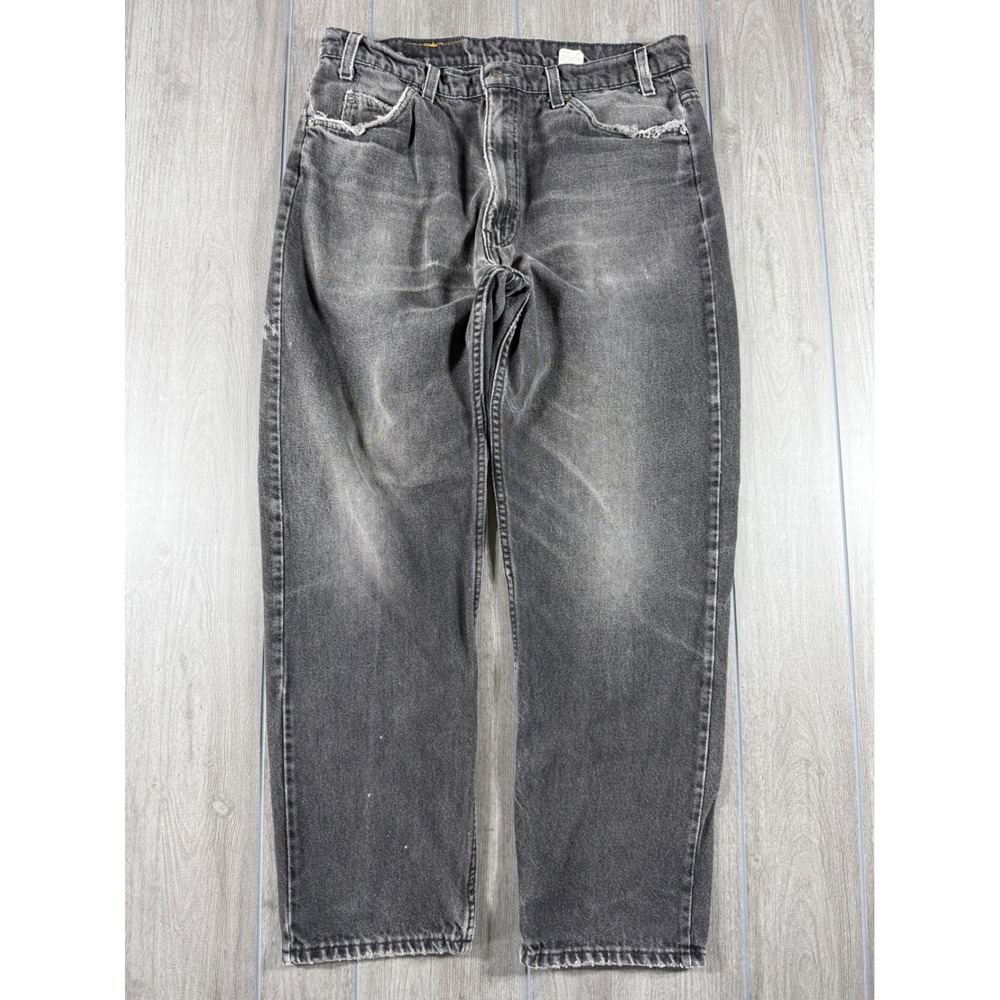 Levi's Relaxed Fit Straight Leg Jeans 38x32 Black Vintage Made in USA Distressed